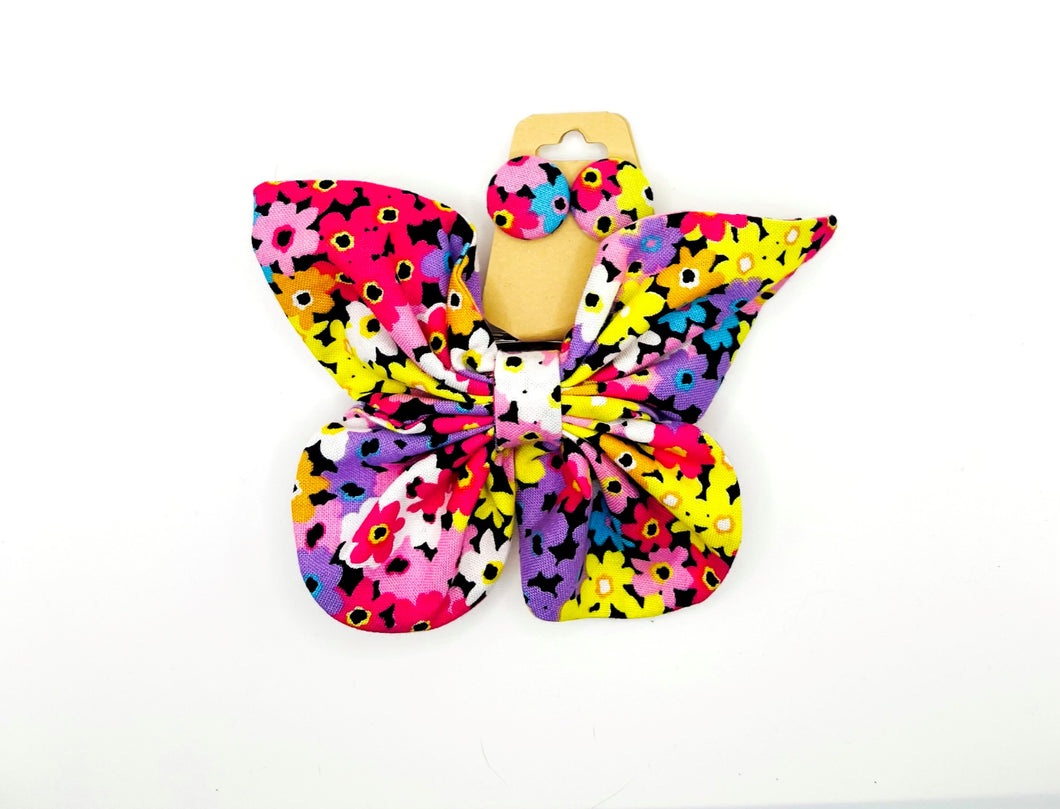 Duo barrette papillons  - fleurs couleurs