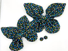 Load image into Gallery viewer, Duo barrette papillons  - noir avec fleurs
