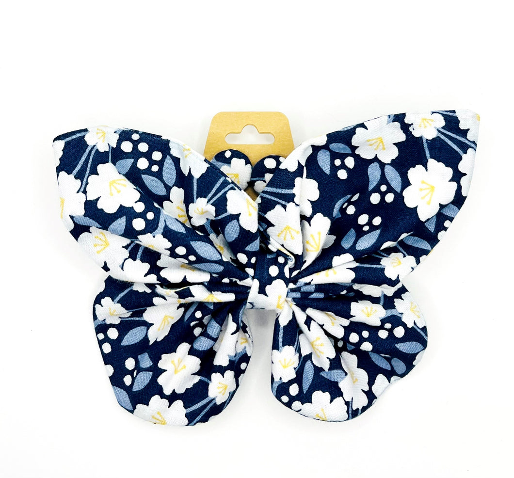 Duo barrette papillons  - fleurs blanche